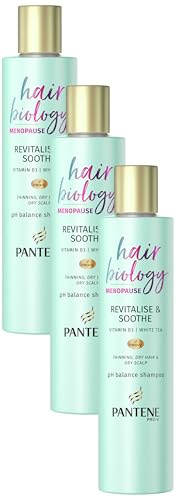 Pantene Revitalize & Soothe Menopause Shampoo, 250ml, For Dry Hair And Scalp, Helps Densify Thinning Hair, Vitamin B3 & White Tea, Thickening Products For Women
