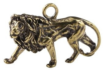 Messing-Tierfiguren, 4,2 x 2,6 cm, Messing, Löwe, Bergwald, kleiner Bronze-Anhänger, Schlüsselanhänger