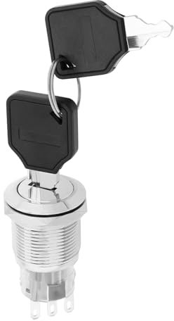 Create idea 1pc 19mm 2 Posiciones 3 Pines Interruptor Metal Completo Acero Inoxidable con Cierre Interruptor Llave Metal de Acero Inoxidable con Anillo de Sellado Y 2 Llaves Plateado