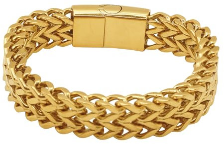 Heideman Panzer Armband Tra Damen - Aus hochwertigem Edelstahl Gold farbend poliert Armkette für Frauen mehrreihiges Gliederarmband mit Magnetverschluss