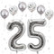 VUCDXOP Silber Luftballon 25, XXL Riesige Geburtstag Ballon 52, 40 - 101cm Ballon Zahl Deko Folienballon Zahlen 5 & 2, Geburtstagsdeko Jubiläum Party Deko, Fliegt mit Helium (Nummer 25/52)