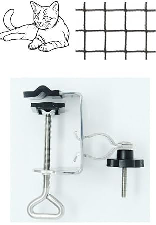 Aktion - Edelstahl Balkon KATZENNETZ Halter an rund oder eckig mit ø bis 50 mm und Stöcke bis 38 mm ø -Zum aktuellen Test-Preis Made B. Württemberg