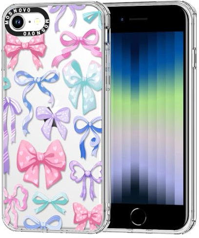 MOSNOVO Case for iPhone SE, iPhone 8 & iPhone 7, [Buffertech 6.6ft Military-Grade Drop Protection] [Anti Peel Off Tech] Clear TPU Bumper Phone Case Cover Design - Bows