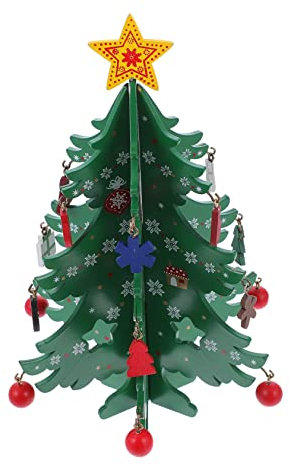 Hohopeti arbol de Navidad de Madera árbol de Navidad Artificial árbol de Navidad 3D Small Christmas Tree Adornos navideños Madera Modelo de árbol de Navidad Decoración de Fiesta de Navidad