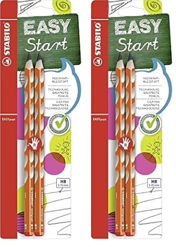 STABILO-Ergonomischer Dreikant-Bleistift für Rechtshänder-EASYgraph in orange-2x 2er Pack-Härtegrad HB