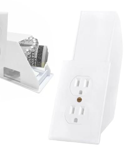 Cassaforte con presa a muro - Presa elettrica sicura con serratura a chiave - Nascondigli versatili e pratici e sicuri, Nascondisoldi a muro per contanti, carte di credito, gioielli