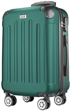 POSH Valigia rigida con ruote trolley bagaglio a mano, grande, media, piccola in ABS, Set di valigie leggere da 3 pezzi nelle misure M-L-XL (verde scuro, M)