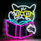 SIGNSHIP Read Katze Neon Schild, Lesende Neon Sign Für die Wand, Led Schild USB Betrieben, Dimmbar Neonschild Led Wanddeko für Klassenzimmer,Buchhandlung,Bibliothek,Arbeitszimmer,Lesezimmer,Party