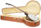 Crossrock Relief Series Banjo Case for 5-String Resonator | Carved Red Wood Finish, Ivory Plush Interior, Lock – Premium Wooden Hardshell -Redwood (CRW630BJRO)