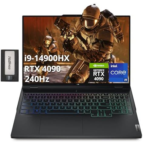 Lenovo Legion Pro 7i 16 WQXGA Gaming Laptop, Intel i9-14900HX, 64GB DDR5, 4TB SSD, NVIDIA GeForce RTX 4090 16GB GDDR6, Backlit Keyboard, 1080p Webcam, Win 11 Pro, Black, 256GB Docking Station Set
