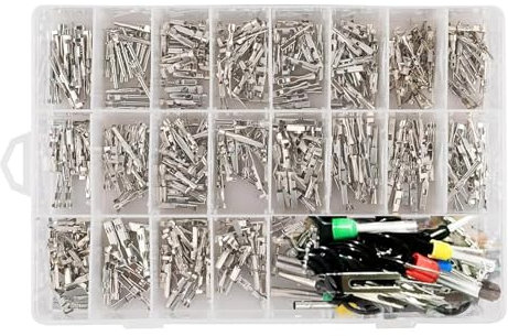 JDIEOQA Lot de 340 connecteurs de fils électriques automobiles assortis, mâles et femelles, broches à sertir non isolées, bornes métalliques, bornes de fil auto