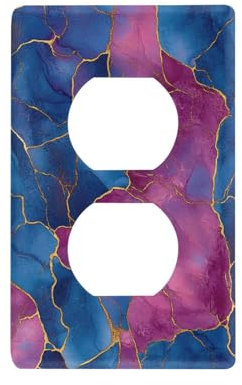 Marble Royal Blue Hot Pink Decorative switch and outlet cover cute wall plates tapa para interruptor de luz Duplex Outlets 4.53 x 2.76