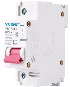 Janmobrian Disjoncteur, Disjoncteur Différentiel Disjoncteur CC 1P 2P 80A 100A 125A 150A 200A 250A 12V 24V 36V 48V 60V 72V 120V for cellules solaires et Batteries de Camping-Car(1P,250A)