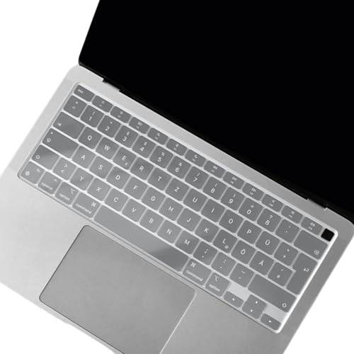 Ultra-dünne Tastaturabdeckung für MacBook Air 13.3 A2337/A2179, TPU Tastatur Schutzhülle, Tastaturschutz Laptop, Silikon Transparent Tastaturfolie, Wasserdicht Keyboard Cover, QWERTZ EU-Layout, Klar