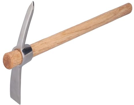 MUNEFE Spitzhacke, Gartenhacke, Gartenhacke, Edelstahl-Pick-Mattock-Hacke, Doppelkopf-Gartenhacke aus Edelstahl für Topfpflanzen