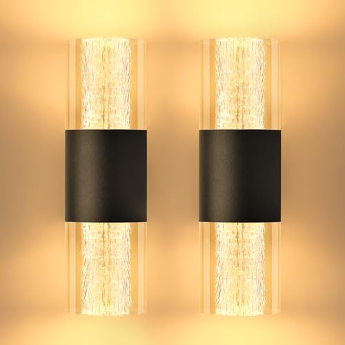 YindaLux LED Wandleuchte Dimmbar 3CCT Innen Nachtlicht 4W 400LM 2er Schwarz | LED Wandlampe Innen 2700K 3000K 4000K Touch-Bedienung Modern Nachtlicht Dimmbare für Schlafzimmer Korridor Treppe