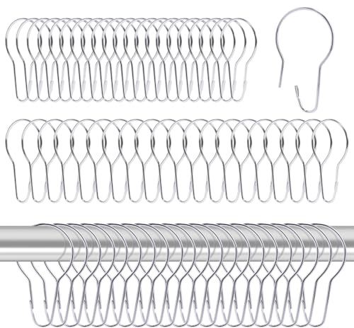 60 Stück Duschvorhang Haken Edelstahl Gardinenringe Duschvorhang Ringe | Duschvorhangringe 70*40mm Silber Rostfrei Shower Curtain Hooks für Badezimmer, Küche, Schlafzimmer Wohnzimmer, Vorhang Stange