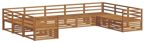 vidaXL Sofagarnituren 9 pcs Natur Massivholz Akazie, Gartenmöbel, modernes Outdoor-Sofa, Robustes Set, Lounge-Sitz, Terrasse, Komfort für Dein Zuhause