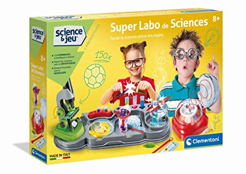 Clementoni - 52315 - Science et Jeu - Laboratoire - Super Labo de Science - avec Microscope, Centrifugeuse et 150 Expériences - Jeu pour Enfants à partir de 8 Ans et Plus