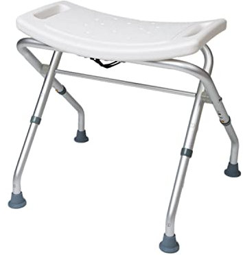 Cymam - Taburete de Ducha Plegable para Personas Mayores - Altura Regulable - Asiento Antideslizante con Desagües - Montaje sin Herramientas