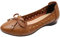 Jamron Women Genuine Leather Comfort Shoes Soft Sole Ballerinas Low Wedge Heel Slippers Cutout Brown SN02431 UK3.5