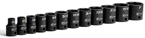 Capri Tools 3/8-Zoll-Antrieb Flachschlag-Steckschlüsselsatz, SAE, 5/16 bis 1 Zoll, Premium Chrom-Molybdän-Stahl, 12-teilig