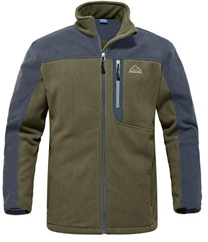 YSENTO Mens Outdoor Micro Fleece Full Zip Top Warm Winter Fleece Thermal Lightweight Walking Jacket(Green,L)