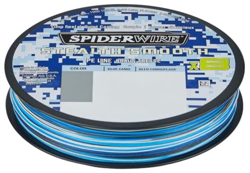Spiderwire Stealth Smooth 8 New 2020, 300m, Blue Camo, 8-Fach geflochtene Schnur mit Mikrobeschichtung, 0,06mm - 0,39mm, 5,4kg - 46,3kg (300, 0,19mm - 18,0kg)
