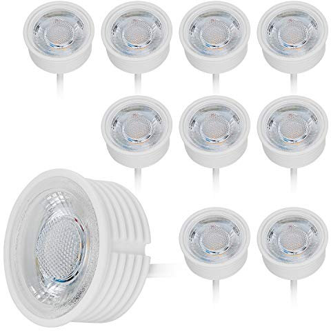 HCFEI LED Modul flach Keramik GU10 Ersatz 230V 5 Watt Warmweiß 3000K Dimmbar Einbaustrahler Einbau-Spot 38°Abstrahlwinkel (10er)