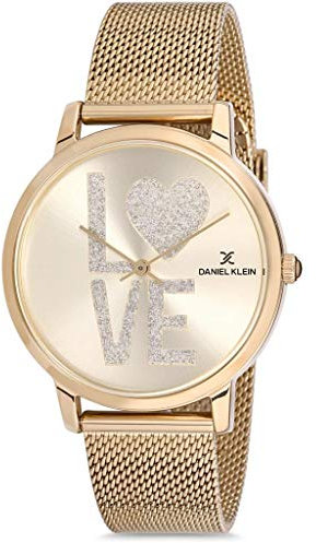 Daniel Klein Trendige Damen-Armbanduhr aus Metalllegierung, Mesh-Armband, Dk.1.12403-5, Gold, gold, Armband