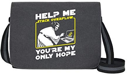 Help me, Stack Overflow - Umhängetasche Messenger Bag für Geeks und Nerds mit 5 Fächern - 15.6 Zoll, Schwarz Anthrazit