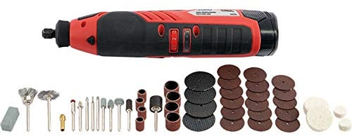 KUNZER 7AMS01 Akku-Multischleifer für Feinarbeiten, 12 V Li-Ion Akku mit 2000 mAh - inkl. 53-teiligem Zubehör und Koffer