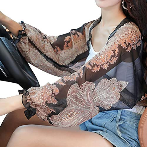 Chiyyak Reise-Sonnenschutz-schal-Ärmel, All-Match-dünner Chiffon-Print Floraler Sonnenschutz-schal-Ärmel