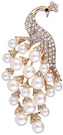 hcma Elegante Perle Pfau Bouquet Brosche Tier Pfau Brosche Strass Feder Broschen Frauen Hochzeit Braut Party Schmuck