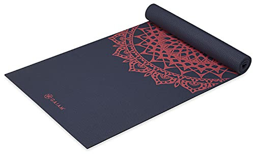 Gaiam Tapis de yoga, d'exercice et de fitness antidérapant pour tous les types de yoga, pilates et entraînements au sol, 6 mm, motif rose Marrakesh