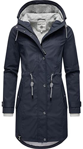 Peak Time Damen Regenjacke Regenmantel Jacke wasserdicht mit Kapuze L60042 India Ink22 Gr. M