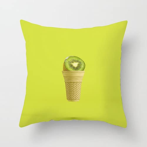 Lieson Zierkissenbezüge, Kissenbezug Weihnachten 45x45 1 Stück Sofakissenbezug Olivgrün Tasse Mit Kiwi, Polyester