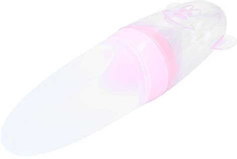 Naroote Cucchiaio erogatore di pappe, Cucchiaio da spremere Trenino Morbido per Bambini Facile da Pulire per Il Bambino(Rosa)