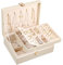 Voova Jewellery Box Organiser for Women Girls, 2 Layers Large Jewelry Storage Case, PU Leather jewlerrying Display Holder with Removable Tray for Necklace Earrings Rings Bracelets, Gifts, Apricot