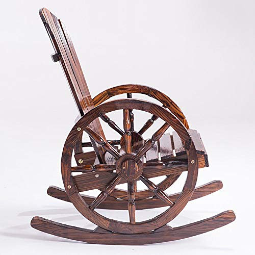 Schreibtischstühle Schaukelstuhl - Massivholz rund karbonisiert Schaukel Lounge Stuhl Erwachsener alt Freizeit Mittagspause Freizeitstuhl Liege Outdoor Balkon Garten Open-Air Liege Sonnenliege needed