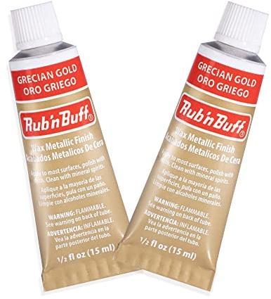 AMACO Rub n Buff Wax Metallic Finish - 2 Rub n Buff Grecian Gold 15ml Tubes - Versatile Gilding Wax for Finishing Furniture Antiquing and Restoration - Rub and Buff Colors Set of Two