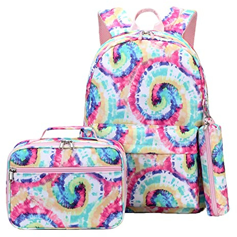 SIVENKE Ensemble de Sac à Dos Scolaire avec Sac à Déjeuner et Trousse à Crayons 3 pièces pour Collège, Ensemble cartable