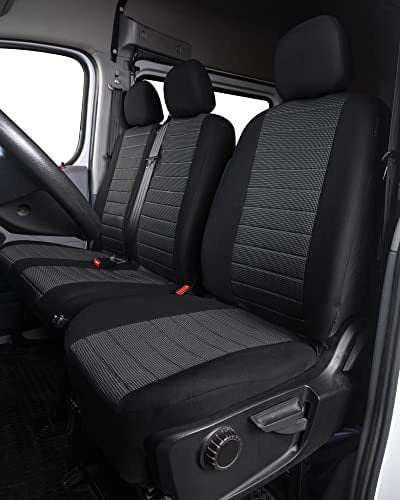 TOYOUN Universal Stoff Auto-Sitzbezüge für Transporter LKW Vorn Autositzbezüge Sitzbezug Fahrersitz + 2er Beifahrersitzbank Schonbezüge,Grau