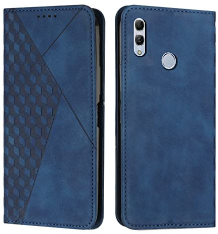 KOUYI Funda para Huawei Honor 10 Lite, PU Cuero Flip Folio Carcasa [Magnético][Soporte Plegable][Ranuras para Tarjetas],Capa Tipo Libro Flip Case Wallet,Antigolpes Cover (Azul)