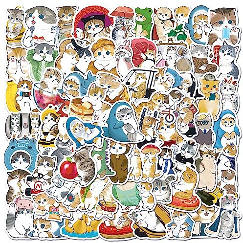 ZYMR 100 Stück Niedliche Katzen Aufkleber Set - wasserdichte Tier Sticker für Wasserflaschen, Laptop, Skateboard | Kawaii Cartoon Aesthetic Aufkleber für Fahrrad, Gepäck, Lehrer, Kids, Teen