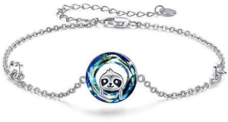 REDSUN Faultier Armband für Frauen 925 Sterling Silber mit Kristall Charm Armband Faultier Schmuck Geschenke für Frauen Mädchen Freundin Tochter