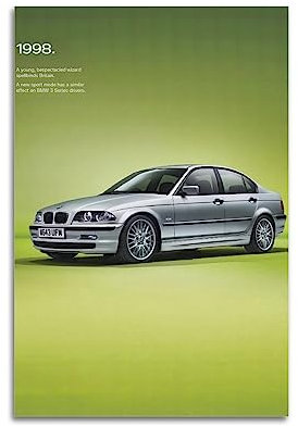BITTU Sportwagen-Poster für BMW 3er-Serie E46, luxuriöses Auto, dekoratives Gemälde, Leinwand, Wand und Kunstbild, 30 x 45 cm