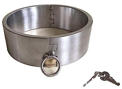 Edelstahl Bondage Silber Zwei Größen SM Halsband O-Ring Abschließbar Sklave Fesselhalsband Halsbänder Folter/Fetisch/Sklave Collar Fesseln Toys für Paare Frauen Männer,13.5cm,Silver