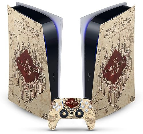 Head Case Designs Licenza Ufficiale Harry Potter The Marauder's Map Grafica Vinile Frontalino Sticker Gaming Pelle Adesivo Compatibile con Sony PlayStation 5 PS5 Digital Console & DualSense Controller