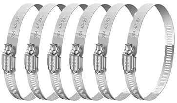 6Pcs Hose Clips 40-63mm Jubilee Clips Adjustable 304 Stainless Steel Hose Clamps Worm Drive Pipes Hose Clamps Clips